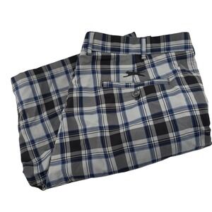 Slazenger Mens Plaid Golf Shorts Blue Black Grey Polyester Spandex Size 40